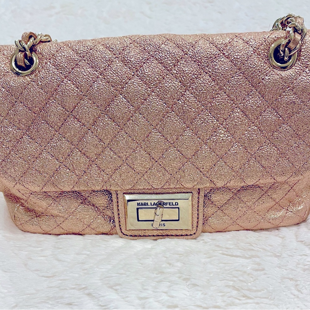 Karl Lagerfeld Shimmery Pink Crossbody